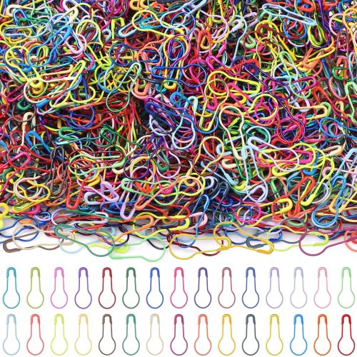 1500 Pcs Calabash Crochet Stitch Markers Bulb Safety Pins Crocheting Assorted Pear Shaped Metal Knitting Pins for Sewing Clothing DIY Craft Making, 0.9 x 0.4 Inches(Multicolor)