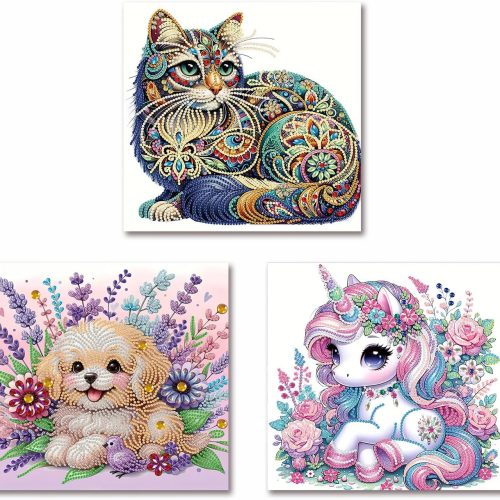 3 Pack Animal Special Shape Diamond Art Kits for Adults