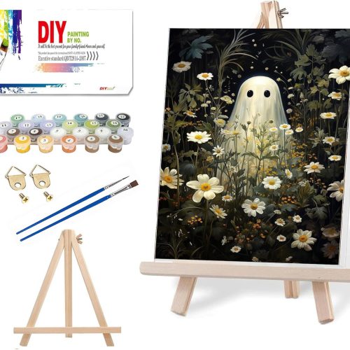 Halloween Paint by Numbers Kit for Adults Beginner with Frame,Horror Easy Adult Paint by Number Kits on Canvas DIY Painting for Beginners Art by Numbers for Home Wall Decor 12x8 Inch