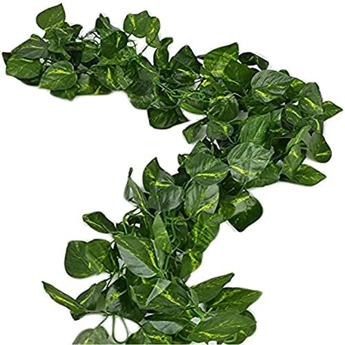 1 84 feet 12 Pack Fake Vines Artificial Ivy Leaves Plants Hanging Greenery Plant Garland for Bedroom Office Wall Decor Indoor Outdoors (84Ft Artificial Scindapsus Leaves)