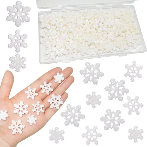 HADDIY Small Snowflakes for Craft,60 Pcs White Glitter Plastic Mini Snowflake for Christmas Embellishments and Winter Party DIY Craft Decoration-3 Different Size
