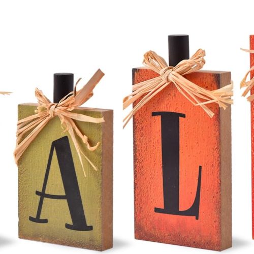 Fall Decorations for Home, 4 Pcs Rustic Farmhouse Home Decor Signs, FALL Centerpieces for Tables, Autumn Decor Sign Block Set for Thanksgiving Party Harvest Kitchen Tiered Tray Mantel (4