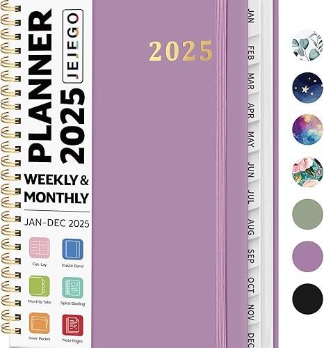 JEJEGO  Weekly and Monthly Calendar Planner Book Purple
