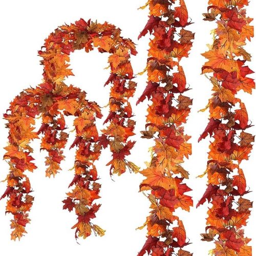 4 Pack Fall Leaf Garland, Hanging Fall Vines Autumn Garland Artificial Maple