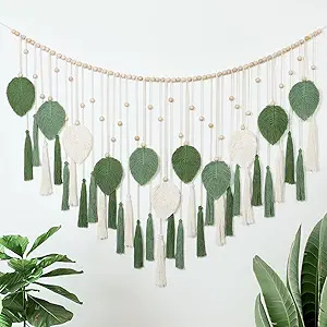 Large Macrame Wall Hanging Boho Handmade Woven Leaves Tapestry
