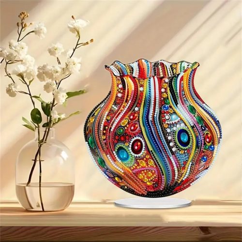 DIY 5d Diamond Painting Kits,Special Shaped Diamond Art Kit,Stand Up Acrylic Tabletop Ornaments Making kit,Diamond dotz Painting Double Sided, Gift（vase）