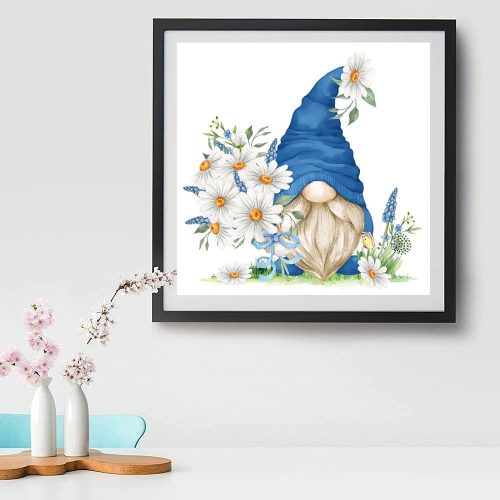 4 4 Pack Stamped Cross Stitch Kits for Adults - Gnome Flower Embroidery Kits for Beginners Adults,11 CT Patterns Dimensions Counted Cross Stitch Kits for Adults Arts Craft Kits13.8x13.8-12x16 inch