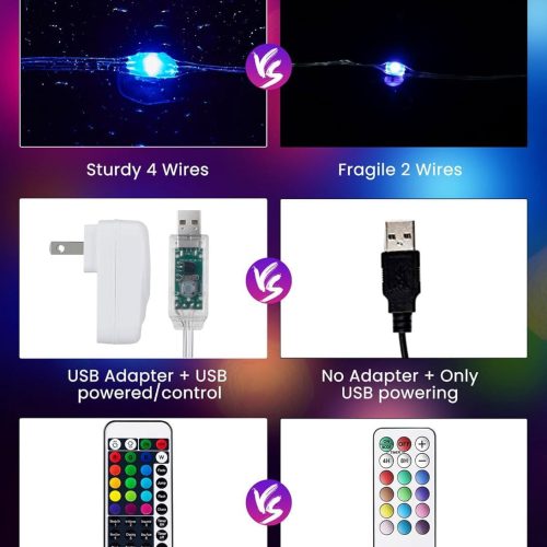Minetom Color Changing Fairy String Lights - 33 ft 100 LED USB Silver Wire Lights with Remote and Timer, Starry Fairy Light for Bedroom Party Indoor Christmas Decoration, 16 Colors, Adapter Included