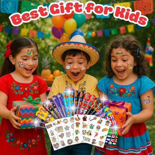 72 PCS Hispanic Heritage Month Party Favors - 48 Temporary Pre-Cut Tattoos & 24 Slap Bracelets – Party Favors for Boys & Girls, Birthday Goodie Bag Fillers, Baby Shower Gifts, Classroom Rewards