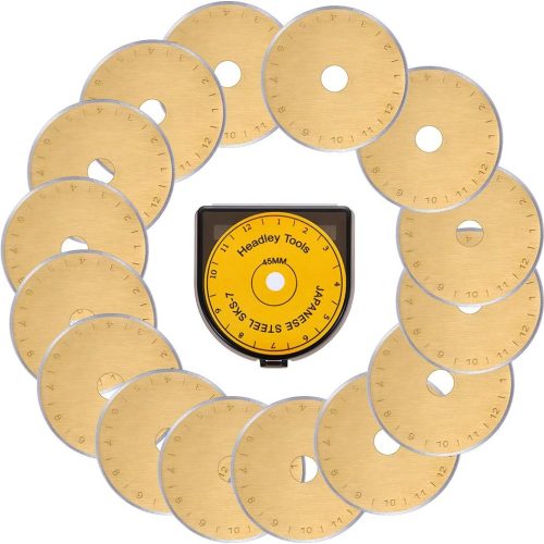 TOOLS Titanium Coated 45mm Rotary Cutter Blades 15 Pack Fits Olfa, Fiskars, Replacement Rotary Blade for Arts Crafts Quilting Scrapbooking Sewing, Sharp and Durable