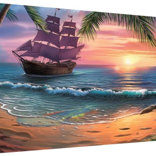 Beach Diamond Painting Kits for Adults, Easy DIY 5D Round Full Drill Diamond Art kit Diamond Dot Crystal Gem Art and Craft for Beginners Home Wall Decor 12x16 Inches