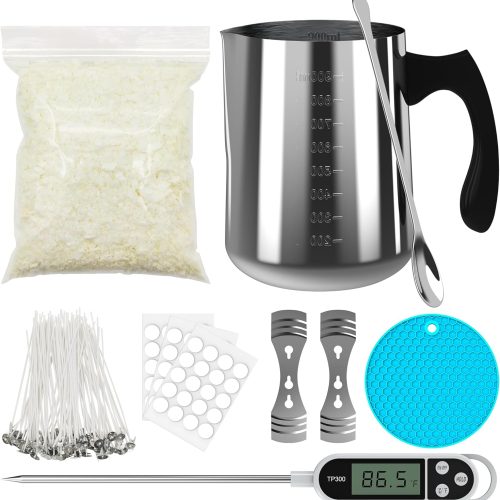 Candle Making Kit Supplies for Beginners, Soy Wax DIY Candle Making for Adults, with 900ml Candle Make Pouring Pot, Candle Wicks, Wicks Sticker, Wicks Holder,Soy Candle Wax