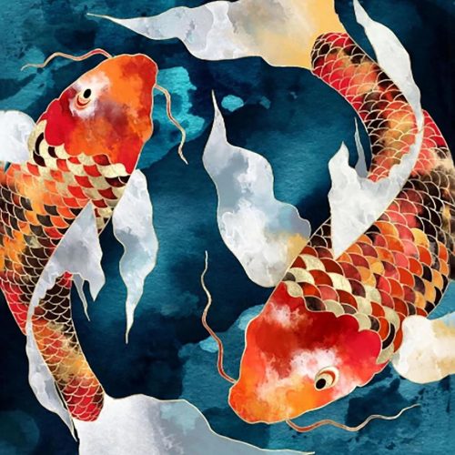 5D Diamond Painting Halloween Kit,Diamond Art Kits for Adults,Diamond Dots,Paint with Diamonds Round for Gift,Wall Decor(12x16) (Koi)