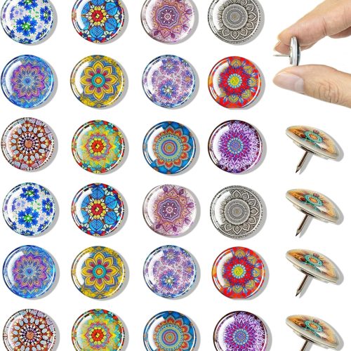 24Pcs Push Pins,Decorative Push Pins for Bulletin Board,Thumb Tacks for Cork Board, Cork Board Thumbtacks, Decorative Thumb Tacks for Class Organisation,Home,Office Decor(Marble Pattern)