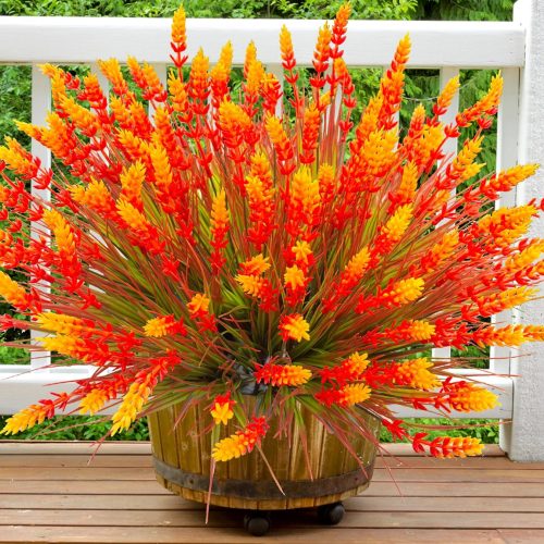 Artificial Plants Outdoor, 20 Pcs Fake Mums Flowers UV Resistant Outdoor Plants, Artificial Fall Flowers Plastic Faux Plants Shrubs for Home Porch Garden Yard Window Box
