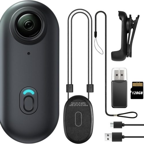 4K 128GB Mini Body Camera, Wearable Action Body Cam, Thumb Size Hands Free Recording Body Worn Camera, Premium Portable Camcorder Mount Anywhere for Work, Travel, Pet Walking (Black)
