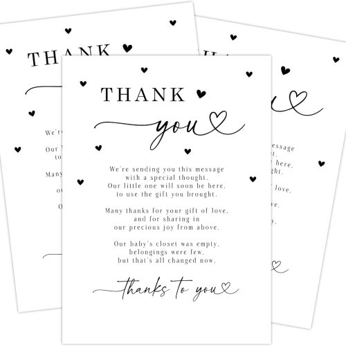 Your Main Event Prints 40 Pack Pre-Filled Baby Shower Thank You Cards 5x7 - with Envelopes - Elegant and Convenient Gratitude Notes for Baby Showers (White)