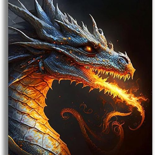 igoodom Dragon 5D Diamond Art Painting Kit for Adults, Round Full Drill Diamond Dots DIY Wall Decor 12 x 16inch