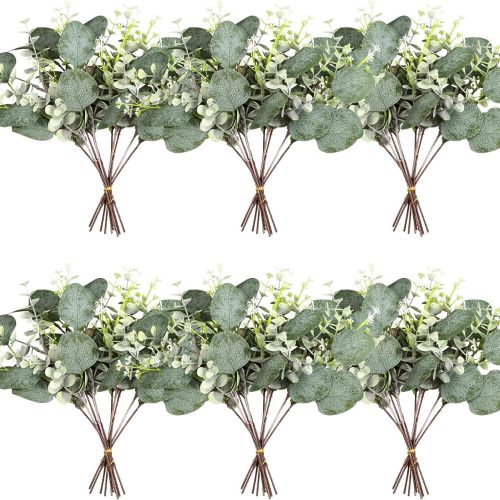 40 Pcs Artificial Greenery Eucalyptus Stem Silver Dollar Leaves Baby Eucalyptus Leaves Suitable for Family Wedding Vase Centerpieces Bouquet Flower Arrangement