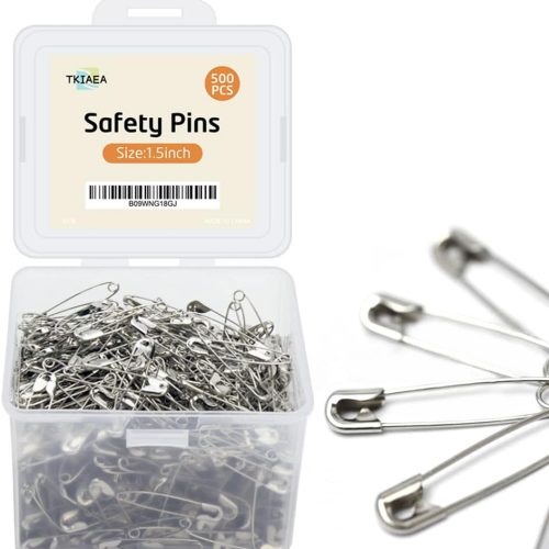 Small Safety Pins - 500 Pcs, 1.5 Inch, Bulk Pack for Clothes