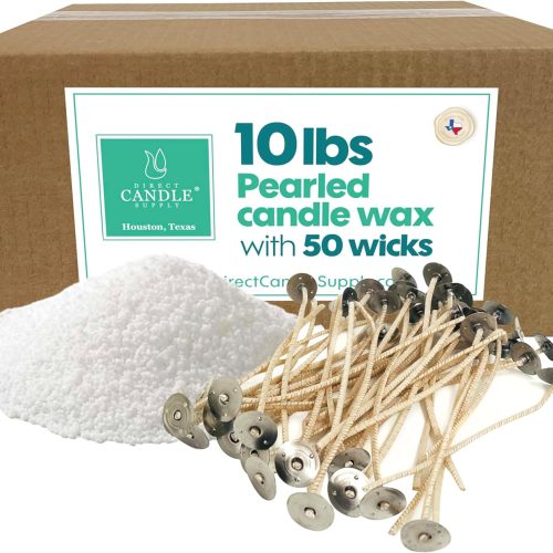 Direct Candle Supply 10lb Candle Sand with 50 wicks for Candle Making, Pearled Candle, Sand Candle Wicks, Sand Wax, Pearled Candles Sand and Wicks, Candle Wax Sand, Sand Candles with Wicks