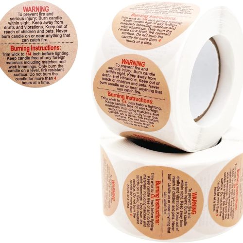 1000 Pcs Warning Labels, 1.5 Inch Safety Stickers for Candle Making DIY Jars, Brown