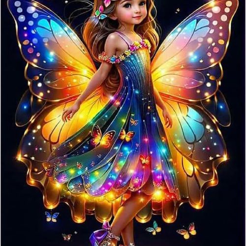 CAMOYAI Butterfly Fairy Diamond Art Kits for Adults,Elf Diamond Painting Kits for Adult Beginners,DIY Round Full Drill Diamond Art Painting,5D Diamond Art for Wall Decor Gift 12x16inch