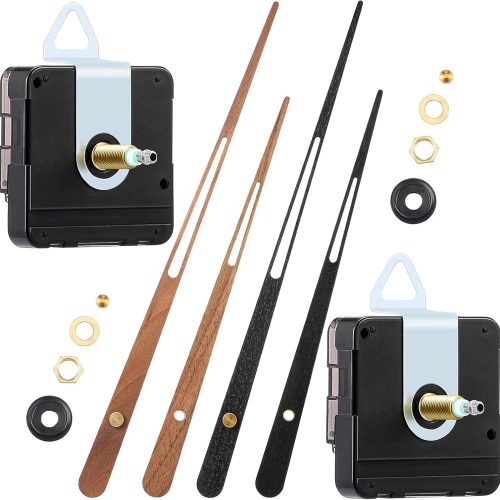 Jadive 2 Pcs High Torque Long Shaft Clock Movement Mechanism with Wooden Clock Hands for DIY Repair Parts Replacement(Fit for 16'' Clock, 30 mm Shaft)