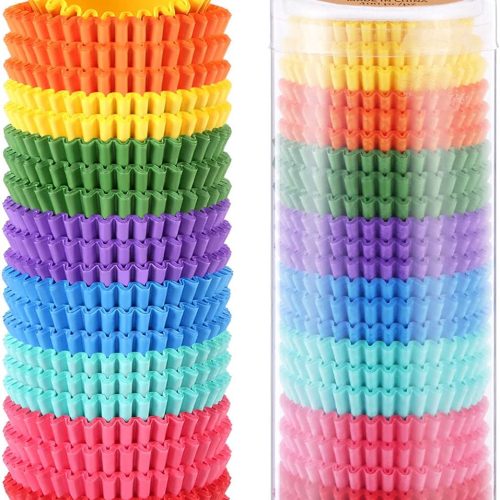Colored Mini Paper Cupcake Liners Vibrant Muffin Baking Cups 400-Count