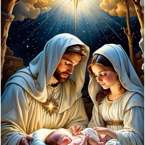 MOMDEDP Jesus Diamond Art Kits for Adults, 5D Diamond Painting Kits for Beginners,Round Full Drill Nativity Scene Gem Art for Adults,DIY Religious Diamond Dots Paintings for Home Decor12x16in