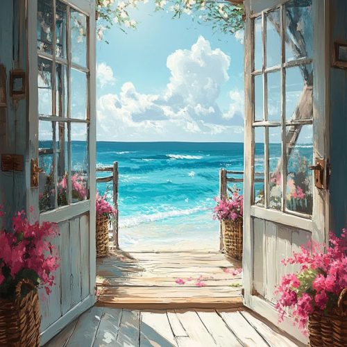 MBNTJHT DIY Scenery Paint by Numbers Kit for Adults on Canvas,Landscape Beach Digital Oil Painting Kit for Adults Beginner,Easy Scenery Acrylic Paint by Number Kits for Holiday Gifts 16X20 Inch.