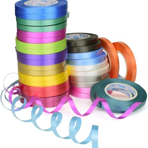 ZIIYAN 32 Rolls 16 Colors Curling Ribbons for Gift Wrapping, Balloon String, Florist Art Craft Decor, Wedding Birthday Graduation Festival Party Decor, 1/5" Wide, 11 Yards Per Roll