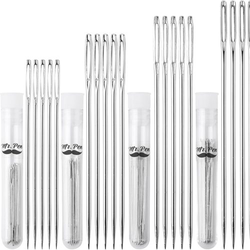 Mr. Pen- Large Eye Needles for Hand Sewing, 50 pcs, 5 Sizes, Silver, Embroidery Needles for Hand Sewing
