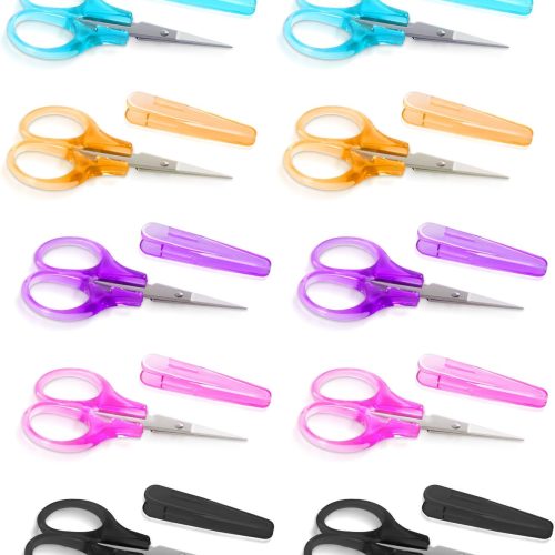 10 Pcs Small All Purpose Scissors, Stainless Steel Sharp Mini Detail Craft Scissors With Protective Cover, 3.5" Tiny for Embroidery, Paper Cutting, Sewing, Knitting, Crafting