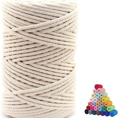 FLIPPED 100% Natural Cotton Macrame Cord,5mm x110 Yards Macrame Cords Colored Cotton Macrame Rope Craft Cord for DIY Crafts Knitting Plant Hangers Christmas Wedding Décor(Beige, 5mm110yards)