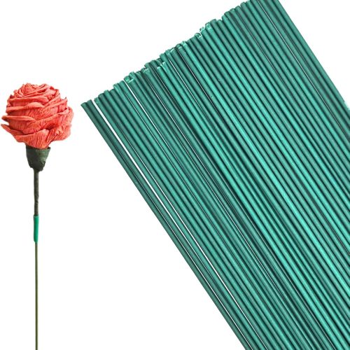 50 Pcs Floral Stems Wire,2 Gauge Florist Flower Wire Stems for Making Flower Arrangement,16 Inch Floral Wire Stems Florist Wire for Bouquet DIY Stem Wrapping and Handcrafts(Green)