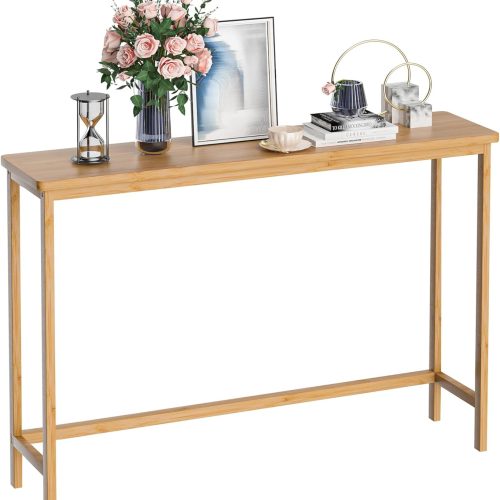 VASMIA Console Table, Entryway Table, Narrow Sofa Table, 39" Bamboo Hallway Table for Entryway, Living Room, Bedroom, Foyer, Natural