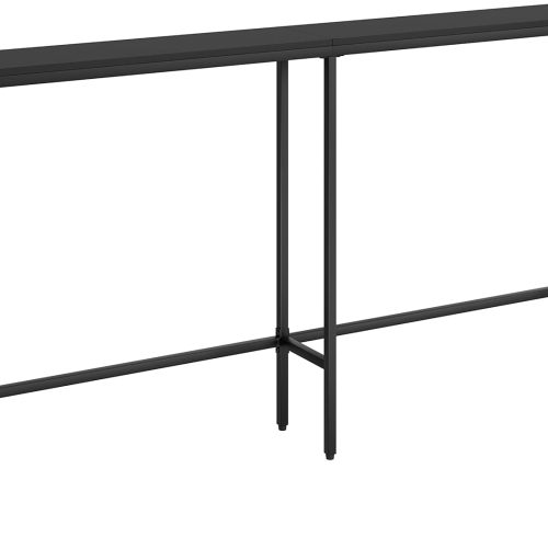 63" Console Table,Modern Narrow Long Sofa Table Behind Couch,Skinny Entry Table with Black Metal Frame for Living Room, Hallway,Classic Black