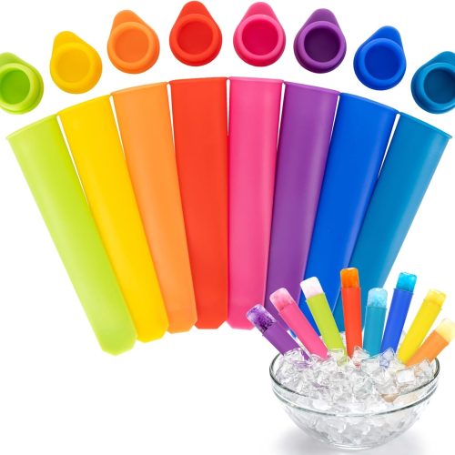 8 PCS Silicone Popsicle Molds-Silicone Ice Pop Molds for Kids,Reusable Popsicle Tubes with Lids & Drip-Free Design,Perfect for Homemade Yogurt Sticks, Juice, Ice Candy, Snacks.