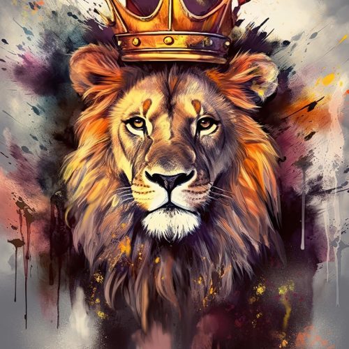 TUMOVO Lion Paint by Numbers, Crown and Lion Paint by Number for Adults, Paint by Numbers for Home Wall Decor, Colorful Animals Oil Painting with Brushes and Pigment, 16x20 Inch