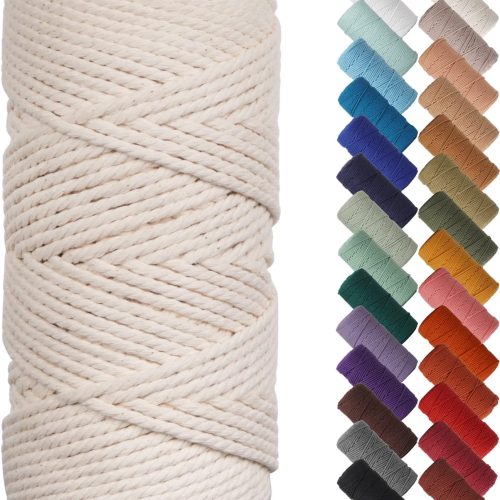NOANTA Natural Macrame Cord 3mm x 109Yards, Beige Macrame Rope, Cotton Cord for Wall Hanging, Plant Hangers, Christmas Crafts, Knitting
