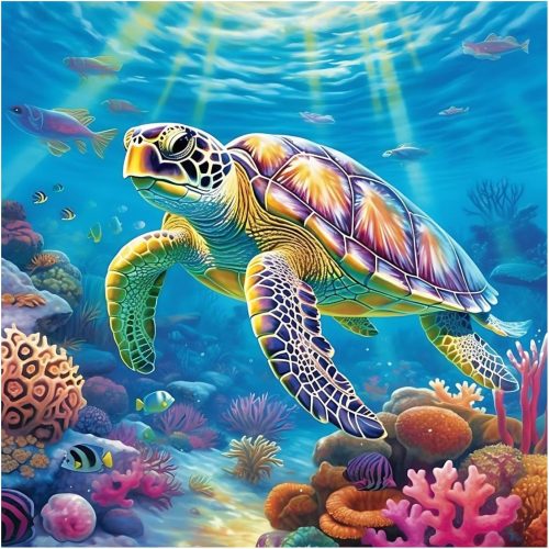 Sea Turtle Diamond Painting Kits for Adults Sea Turtle Diamond Art Kits for Adults DIY 5D Diamond Painting Kits for Beginners Home Wall Decor 11.8x11.8 Inch