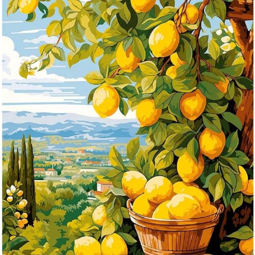 Lemon Paint by Numbers Kits for Adults, DIY Lemon Tree Adult Paint by Number Kits on Canvas, Digital Oil Number Painting for Home Decor (16x20 Inch)