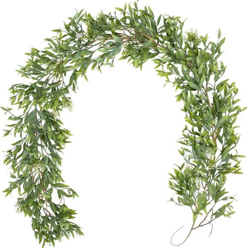 Briful Eucalyptus Willow Garland with Seeded, Realistic Greenery Floral Fake Garland for Door Mantle Home Centerpiece Table Decor
