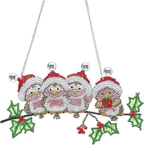 YEESAM ART DIY 5D Rhinestone Painting Christmas Decorations Hanging Kit, Little Birds 22x15cm Rhinestone Art for Wall Door Window Decorations Hanging Mosaic Crafts Ornaments