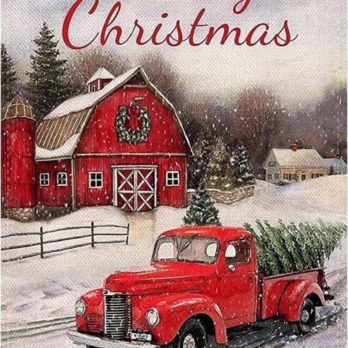 Huacan Christmas Diamond Painting Kits Winter Diamond Art Kit for Adult Red Truck Paint with Diamond Full Drill，Square Drill 12x16in