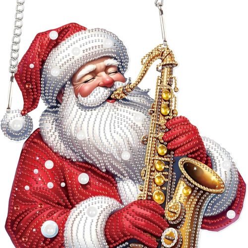 Christmas Diamond Art Painting Hanging Pendant, Santa Claus DIY 5D Special Shape Crystal Diamond Art Partial Mosaic Making Craft, Large size Christmas Ornaments window decoration Handmade Gift