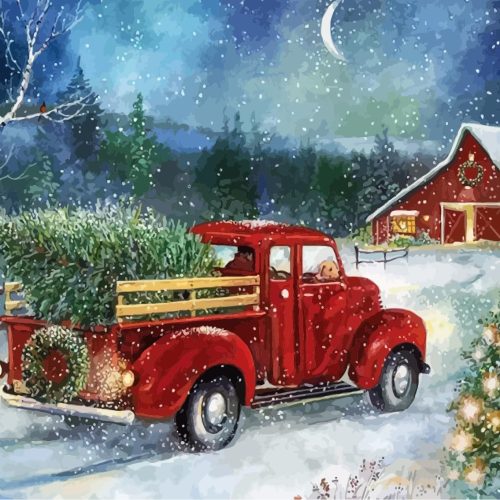 SOTYIOO Christmas Paint by Numbers for Adults, Truck Paint by Numbers for Adults Beginner Drawing Paintwork with Paintbrushes On Canvas Wrinkle-Free Canvas Acrylic Pigment Oil Paint 16x20inch
