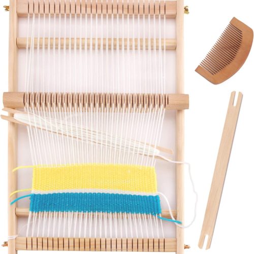 CYCHIRV Weaving Loom Kit, 15.2" H x 9.85" W Wooden Tapestry Looms, Warp ​Frame ​Loom Heddle Bar for Weave Board Weaver Tapestry Kids Beginner