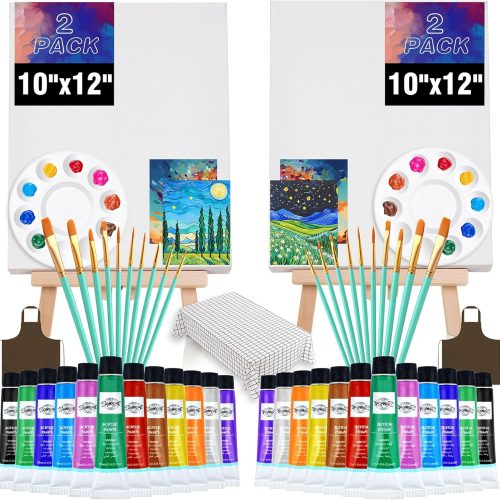 QUANWAISJ 10"x12" Sip and Paint Kit for Adults,Acrylic Paint Canvas Set,Couples Painting Kit Date Night,Piece Professional Painting Supplies Kit,Perfect for Art Enthusiasts.(2Pack)